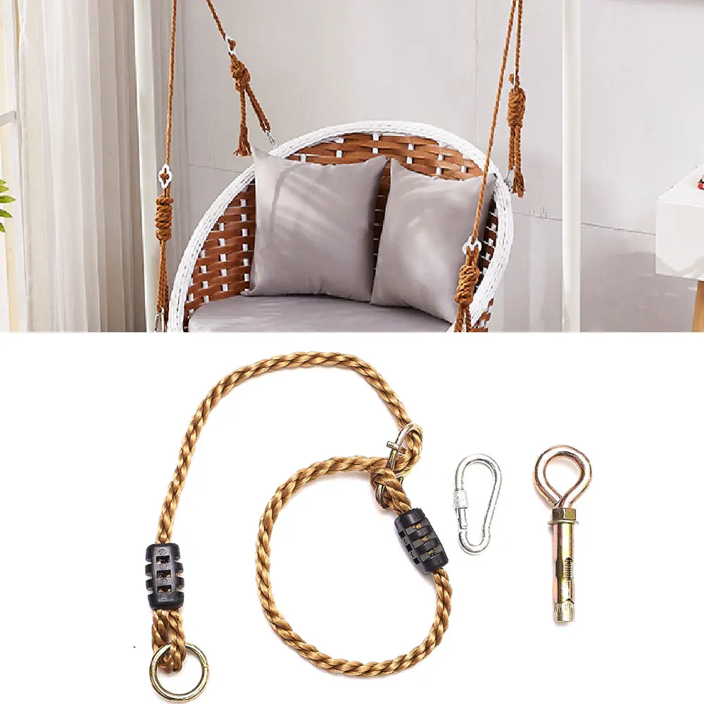 Kids Indoor Outdoor Swing Hanging Strap Snap Hook Rope Swing