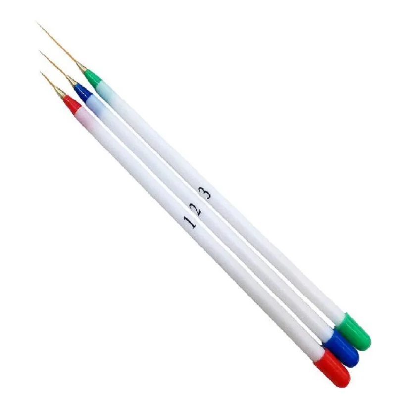3 шт Профессиональные кисти для ногтей комплект изысканные тонкие UV Gel Liner полировка ручки металлические инструмент для рисования карандаши Маникюр Инструмент