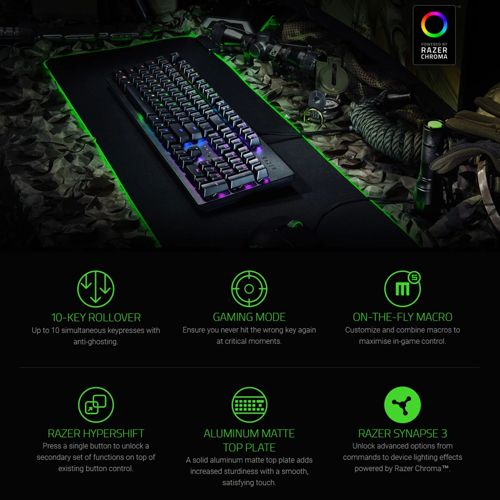 Проводная игровая клавиатура Razer Huntsman Механическая с RGB подсветкой тактильные