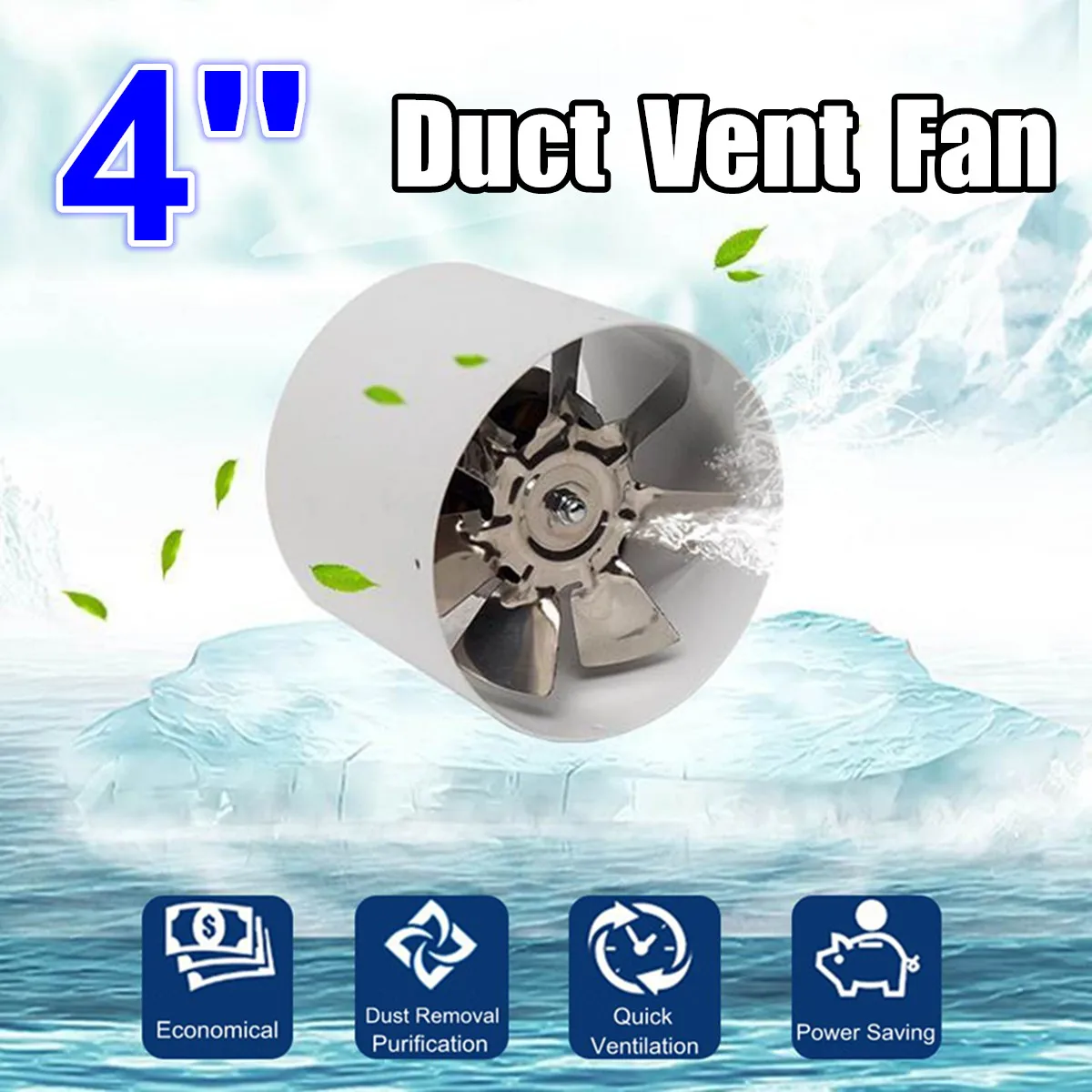 

Metal Round Duct Fan Booster Exhaust Ventilator Ventilation Vent Air 4'' High Speed for Window Wall Bathroom Toilet Kitchen 220V