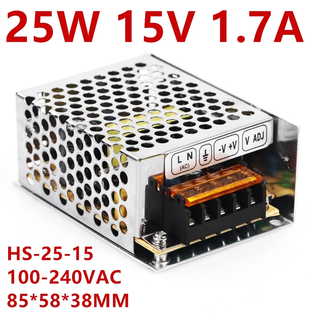 10 PCS Best quality 15V 1.7A 25W Switching Power Supply 15V 25W Driver for LED Strip AC 100-240V Input to DC 15V Power Supply 10 PCS Best quality 15V 1.7A 25W Switching Power Supply 15V 25W Driver for LED Strip AC 100-240V Input to DC 15V Power Supply