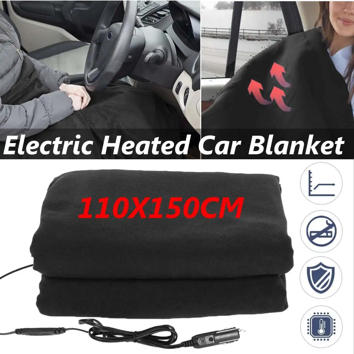 Winter Long way Traveling Car Electric Heating Blanket 12V 150*110cm Universal 