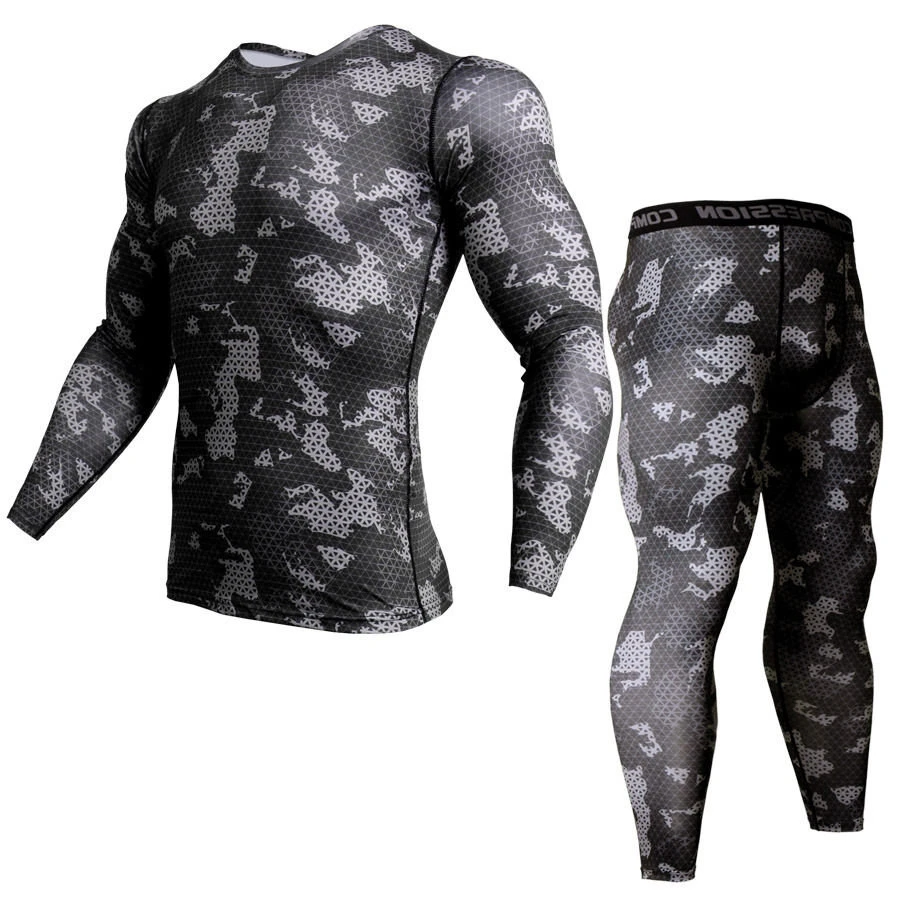 Thermal Underwear Rash Guard Kit Mma Compression Apparel Leggings Men ...