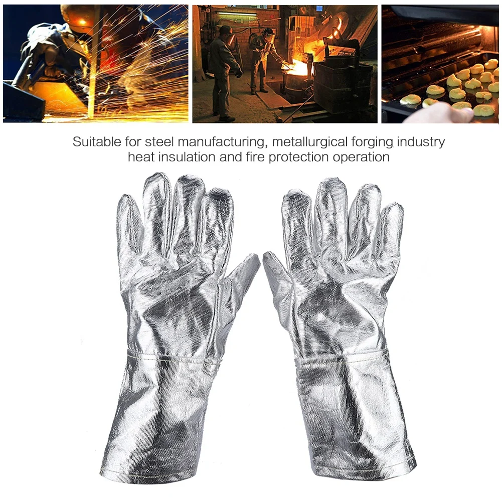 

Long Safety Work Heat Resistant Gloves Aluminized Fire Smelting Welding Glove 2019