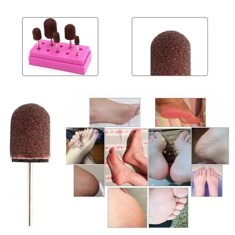 

5pcs Foot Care Polish Tool Nail Polishing Grinding Nail Tools Sand Caps Shafts Grinding Heads Hard Skin Manicure Pedicure Tools