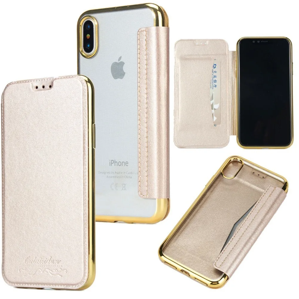 

For IPhone 8 Case Plating Edge Flip Cases For Iphone 6 6s 8 Plus XS Max XR X Bussiness Leather PU Funda For Cover Iphone 8 Apple