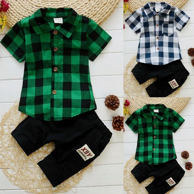 

Boys Set 2019 New Boy Lapel Shirt Two-piece Suit Children Small Gentleman Wear Casual Home Clothes Children's Clothing