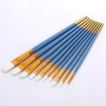 Нейлоновые акварельные кисти с белой плоской головкой, гуашь, жемчуг, масляная кисть для рисования, кисти для студентов, художников, школы, офисные товары для рукоделия