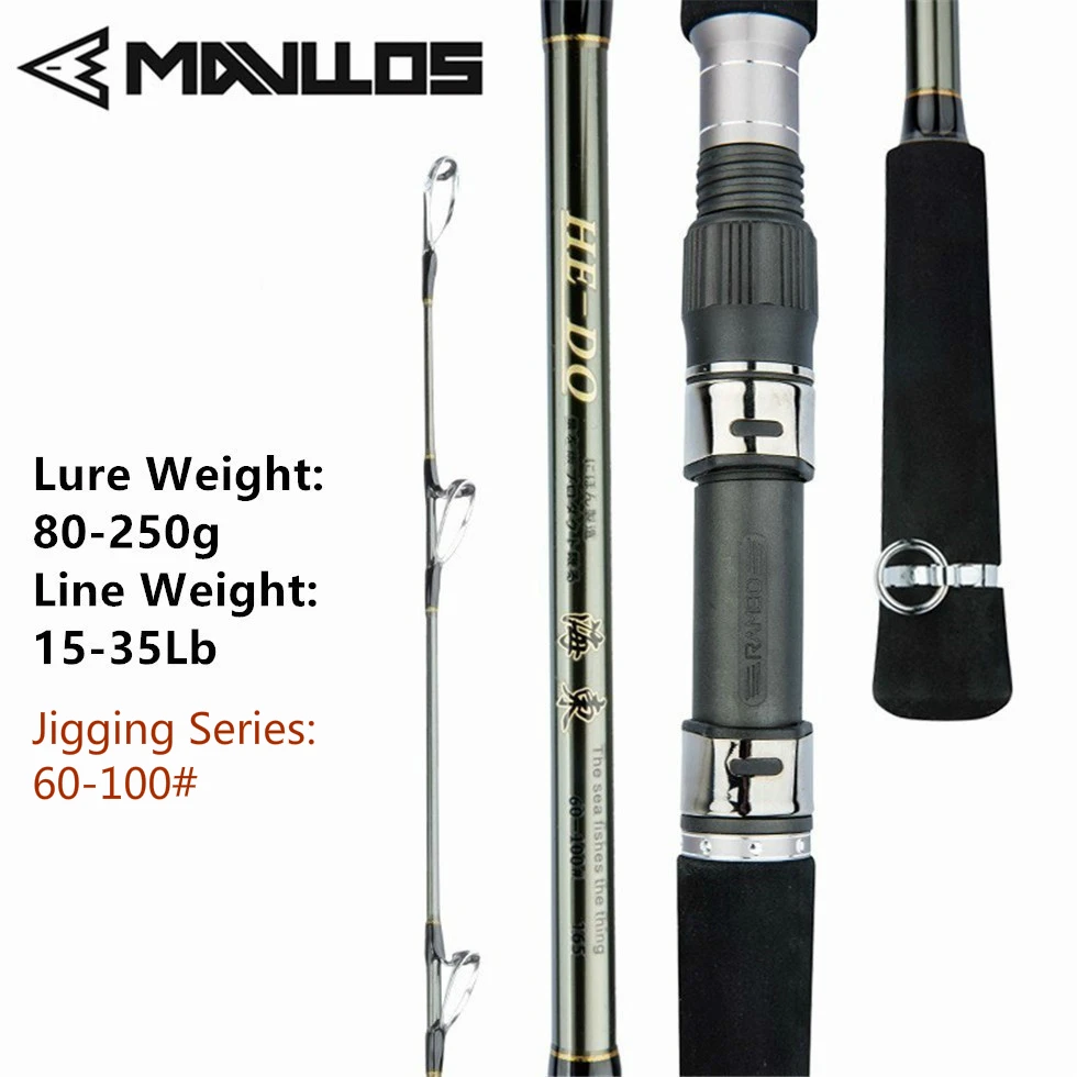 Barco de Pesca do Mar Mavllos Superhard Saltwater Spinning Pesca Rod Lure Peso Seções 2 80 250g Portátil Haste Jigging