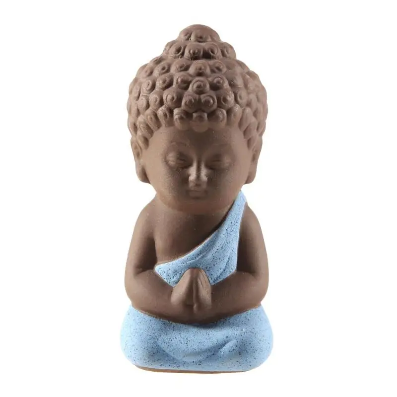 

Small Buddha Statue Monk Figurine Tathagata Tea Pet Purple Ceramic Crafts Car Flowerpot Decorative Ornaments Gift