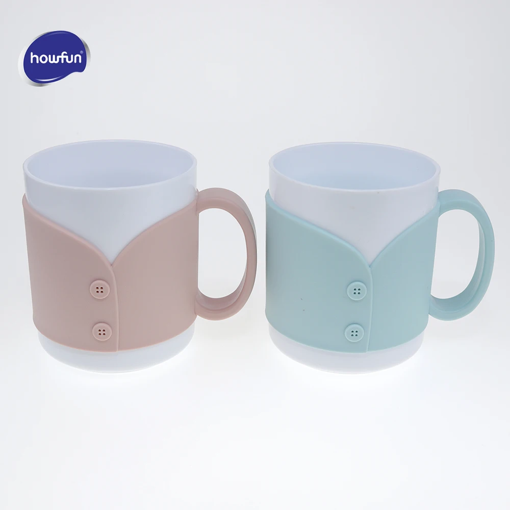 Howfun 2 pcs/set Cup Eco-friendly Plastic cup with handle Easy to clean Durable colors milk juice beer Water | Дом и сад