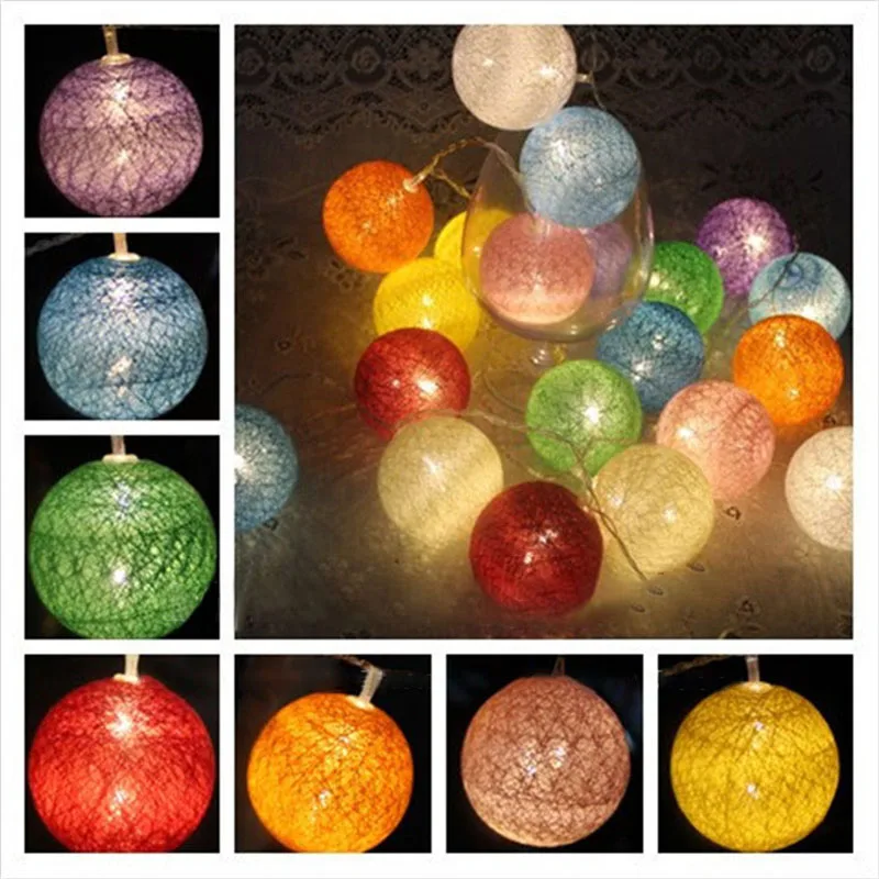 ARILUX 300CM 20LED Colorful Cotton Ball String Lights Outdoor Garden