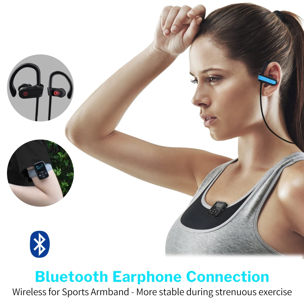 Deelife Sport Bluetooth MP3 Player Digital 8GB Clip Mini with Screen Recorder FM Radio Pedometer Support TF Card MP3 Music Play