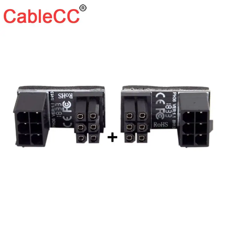 

Cablecc ATX 12V 6 pin CPU EPS P4 Power Extension Cable 6pin 180 Degree Angled Power Adapter for Desktops Graphics Card