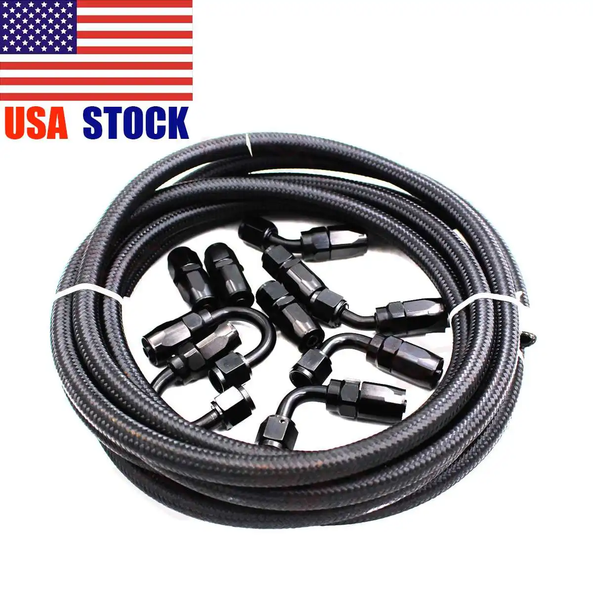 

5M AN8 Nylon Stainless Steel Braided Fuel Direct Head 0/45/90/180 Degree Hose End Fuel Adapter Kit Oil Joint Car Auto Parts