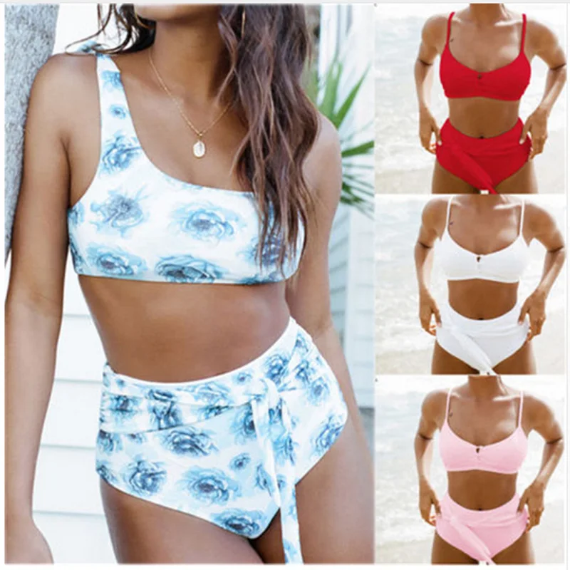 

High Waist Bikini Panties Bottoms Two Piece Separate Women Swimsuit Shorts Solid Bathing Suit Underwear Women Beach Swim Pants