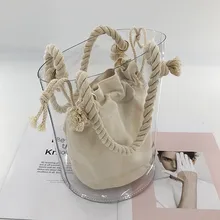 Женские Сумки Sac Прозрачная женская ПВХ Желейная сумка-мешок Женские Пляжные Сумки Sac основной хлопковой веревкой композитная сумка Bolsa Feminina