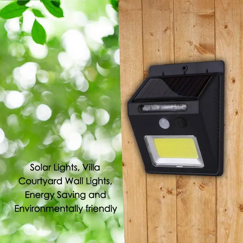 24 LED COB Solar Human Sensor Garden Lamp Villa Street Lamp White Light Waterproof IP65 Outdoor Wall Lamp