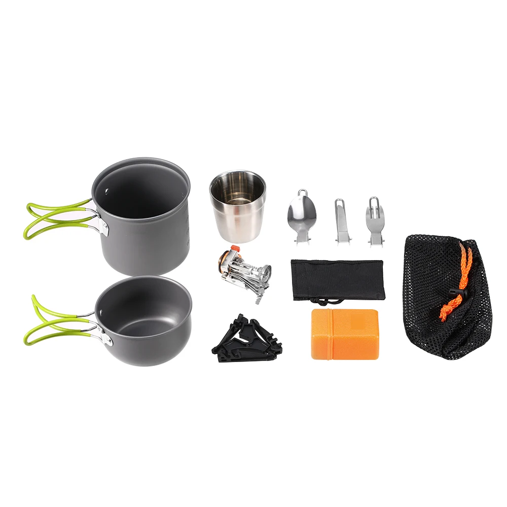 Utensilios Camping 8 piezas cocina de cocina Picnic Camping utensilios de cocina vajilla Kit plegable con cuchara Tenedor de copa