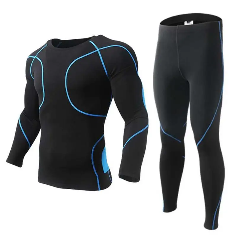 

Sportswear Fitness Suit Sports Thermal Underwear Men's Clothes Three-piece Suit Autumn And Winter Plus Velvet Warm Suit M/L/XL