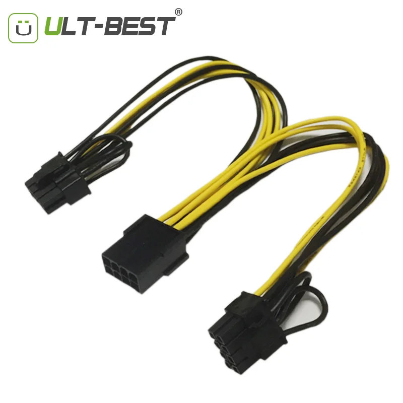 Ult лучший кабель PCI E PCIE 8P Женский на 2 порта двойной 8pin 6P + P Мужской GPU графическая