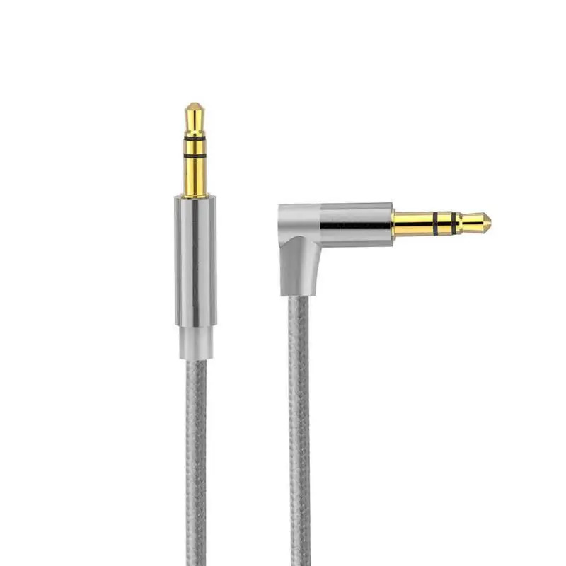 

3.5mm Jack Audio Cable Male to Male Braided Fidelity Transmission 90 Degree Right Angle AUX Cable Wire Cord for Car Headphone