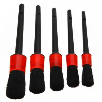 

Universal 5pcs Natural Boar Hair Car Cleaning Detailing Brushes Set For Wheel Air Vent Trim