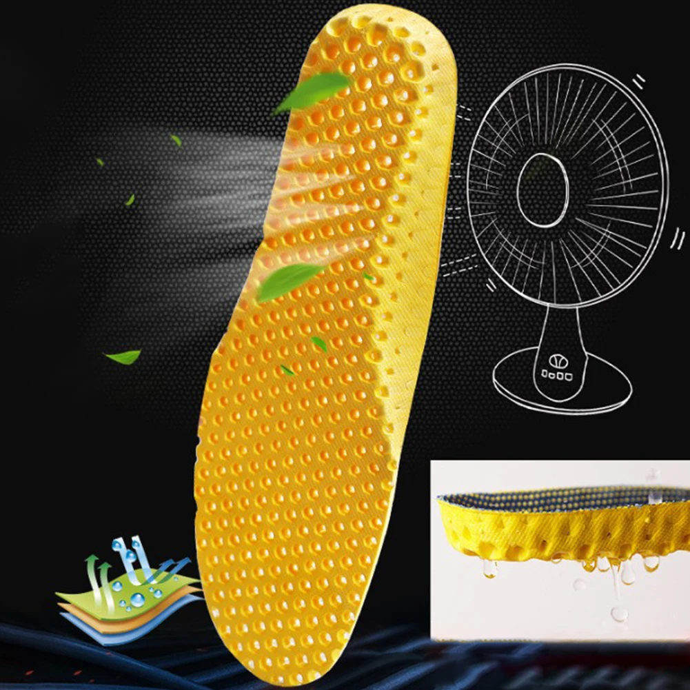 1 Pair Men Shoes Insoles Breathable Orthopedic Memory Foam Sport Arch Support Insert Soles Pad Gray Summer Deodorant Insoles