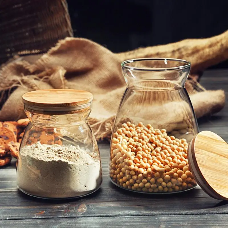 Кухня бак для хранения зерна Еда Герметичный Бак прозрачный Стекло Кофе