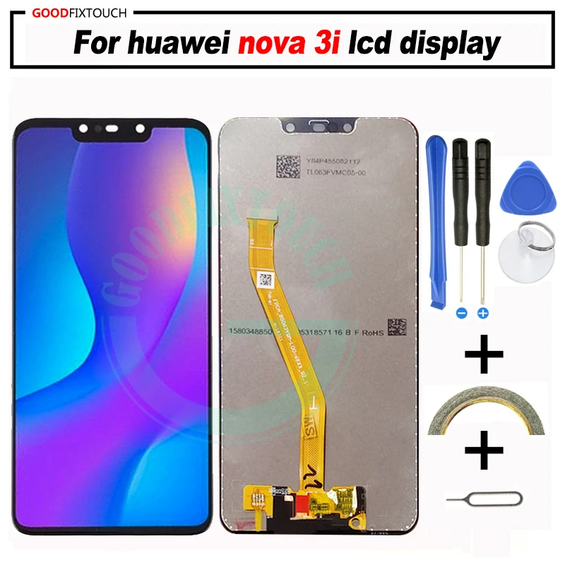 

6.3" original For Huawei nova 3i LCD Display + Touch Screen Panel Digitizer Assembly with frame For Huawei Nova3i lcd 2340*1080
