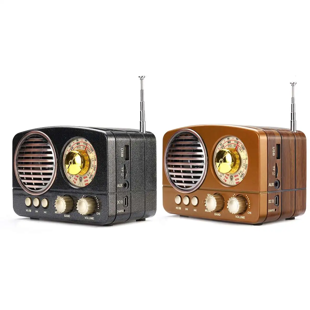 MIni récepteur portatif de Radio rétro AM FM SW + haut-parleur bluetooth AUX USB TF MP3 téléphone lecteur de musique Radio Rechargeable ► Photo 2/6