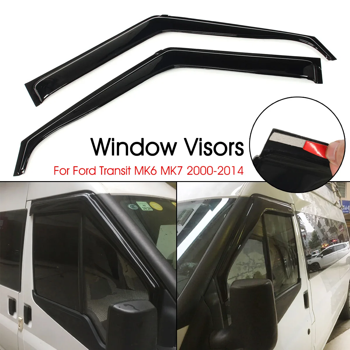 

Pair Car Window Visor Windows Rain Guard Wind Deflector Sunshade For Ford Transit MK6 MK7 2000-2014
