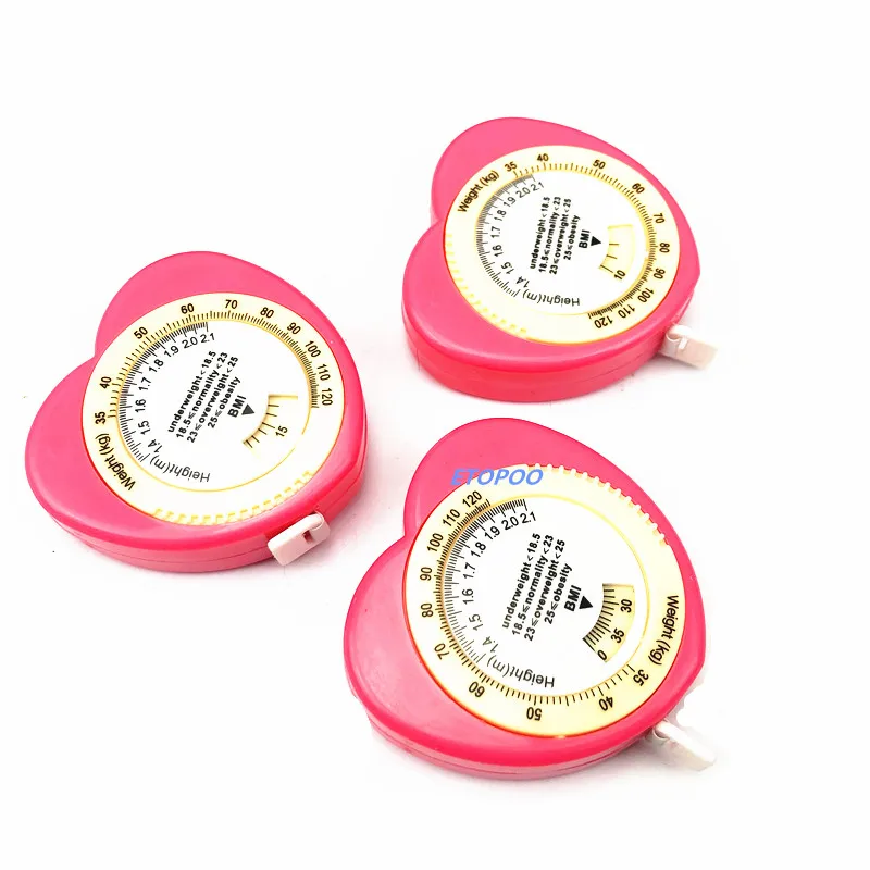 Розовый цвет в форме сердца Рулетка Индекс Массы сантиметровая лента-рулетка и калькулятор для Диета похудение