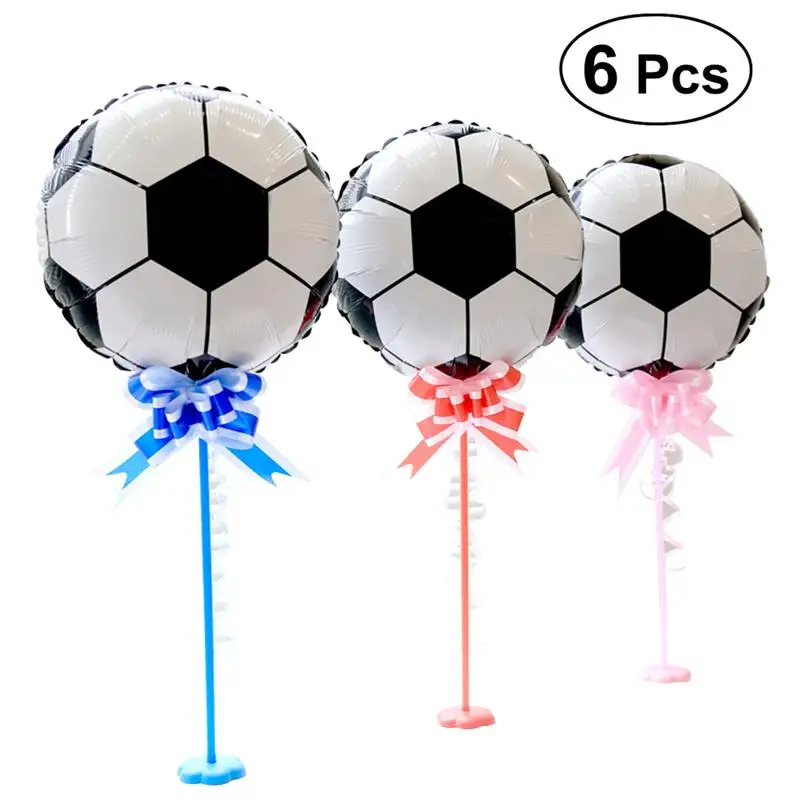 6Pcs 18 Inch Football Balloons Soccer Aluminum Foil Metallic Mylar