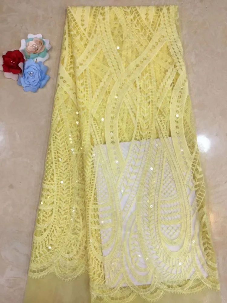

Mr.Z Lace Fabric 2019 African Fabric Yellow Sequence Lace High Quality Embroidery Guangzhou French Net Lace 5yards For Party