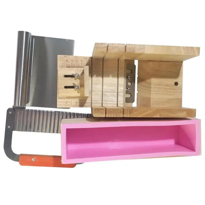 

4pcs/set Oak Cutting Machine + Straight Knife + Wave Knife + Wooden Box Convenient and fast suitable for home handmade DIY soap