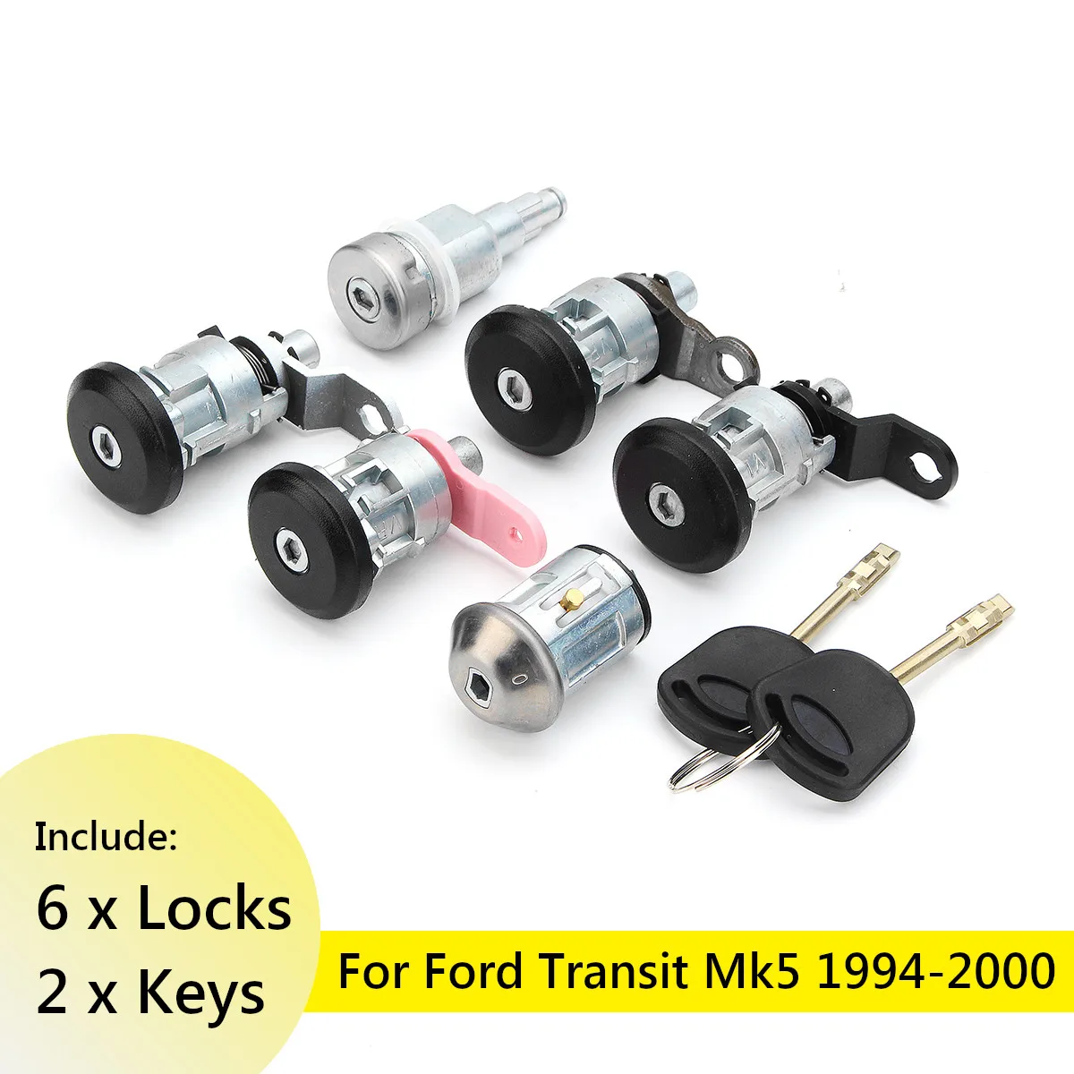 

6Pcs Full Left Right Lock Set Front Rear Door Ignition w/2 Keys For Ford Transit Mk5 1994-2000