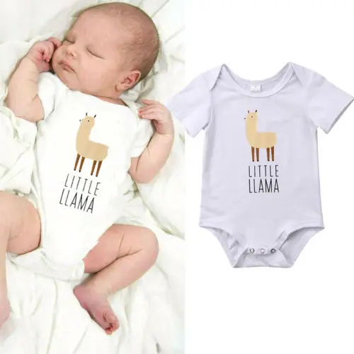 Хлопковый комбинезон с рисунком ламы для новорожденных мальчиков и девочек, комплект одежды