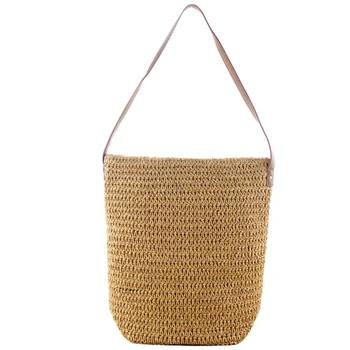 

Fashionable Forest Series Bohemian Paper Rope Solid Color Straw Braided Handmade Beach Storage Bag