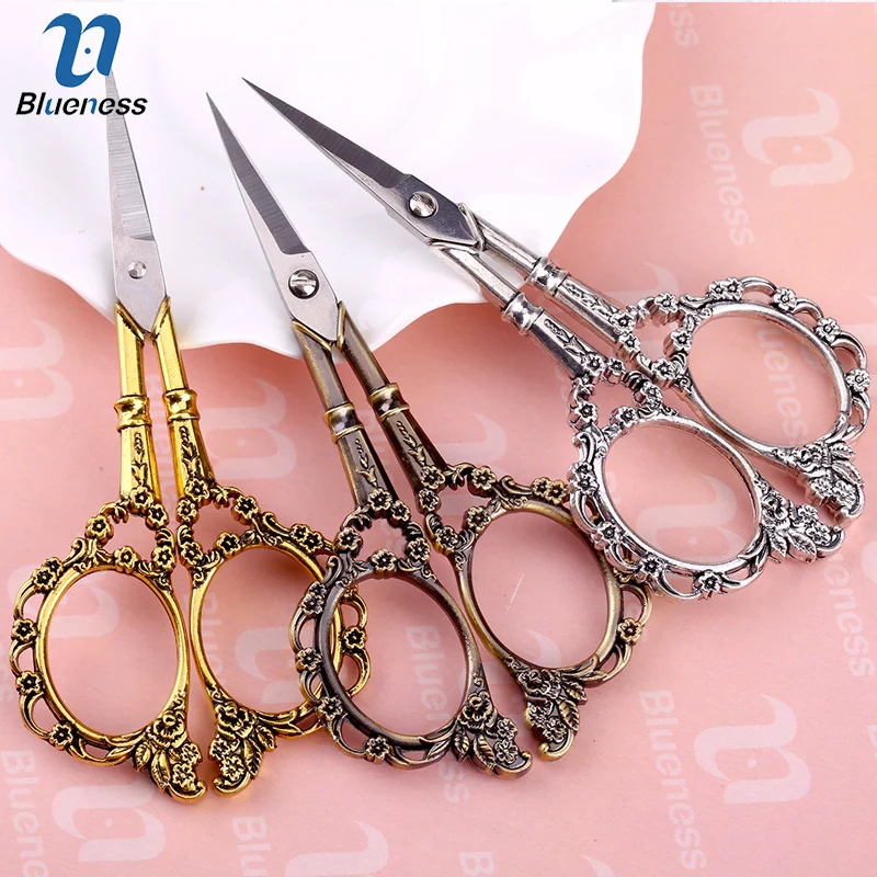 

Blueness European Antique Floral Stainless Steel Scissors Vintage Sewing Scissor DIY Tools Needlework Tailor Shears Fabric Tool