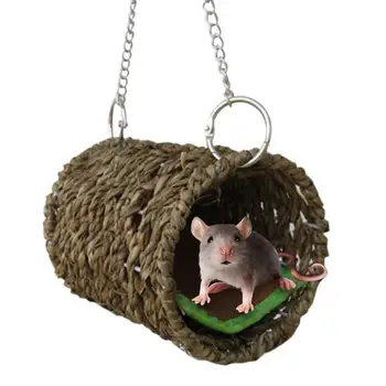

Grass Tunnel Hamster Hammock With Mat For Small Animals, Tunnel Tube Rat Ferret Toy, Small Pet Warm Hammock For Mice Cavia