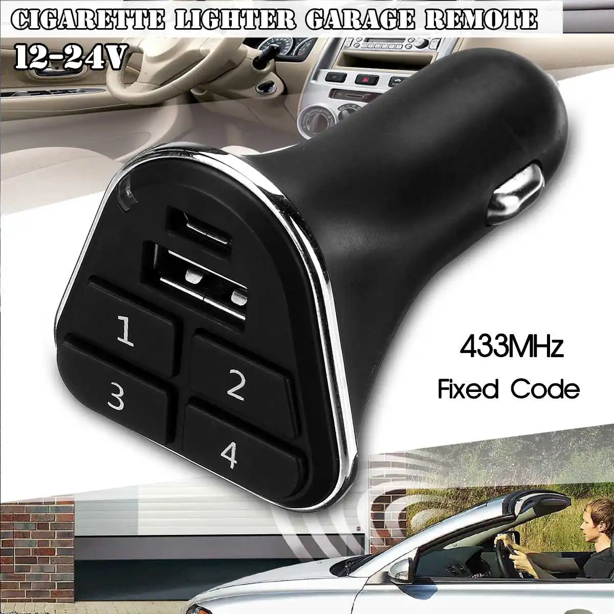 Goedkoop 5V 2A 433.93Mhz Auto Sigarettenaansteker Afstandsbediening Vaste Code Schakelaar