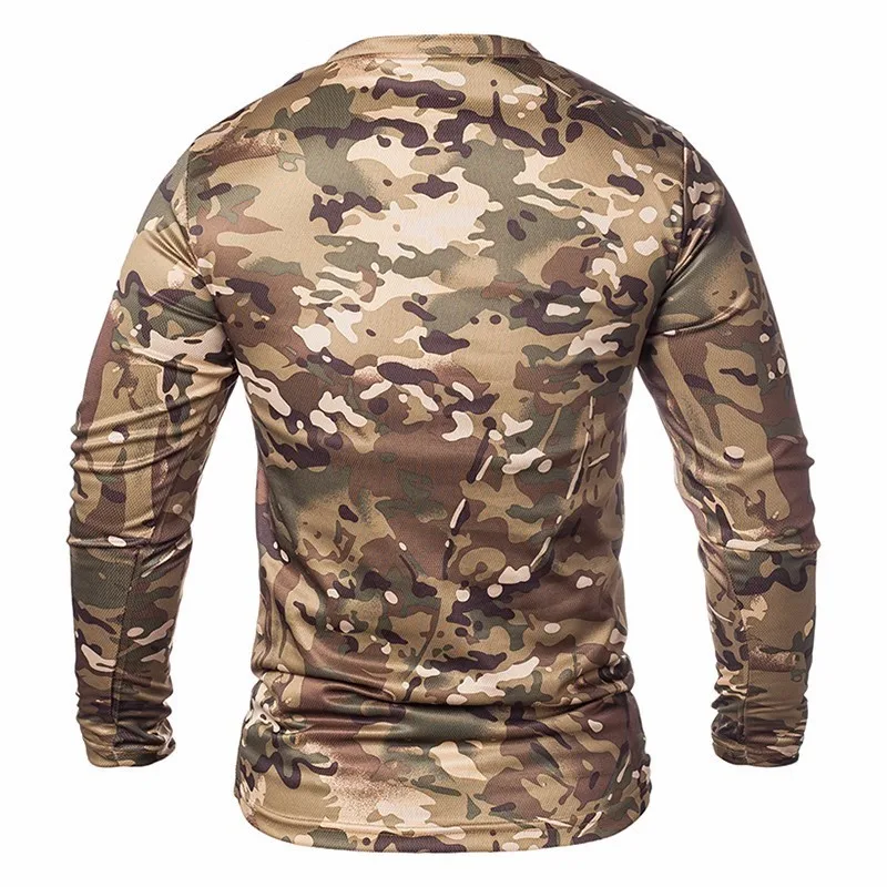 Man Long Sleeve Outdoor T-shirt Men Quick Dry Round Neck Hunting Hiking Camping Fishing Sport T Shirt Long Sleeve T Shirt