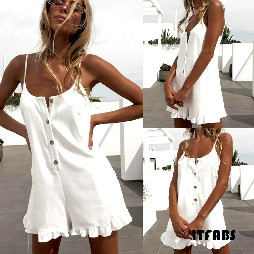 2019 Fashion Women Sleeveless Sexy Jumpsuit Romper Casual Patchwork Ruffles Wide Leg Pants Outfits