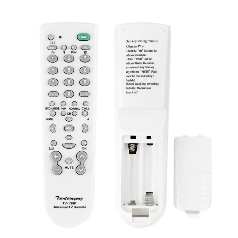 

2018 Universal TV Remote Control Smart Remote Controller for TV Television 139F Multi-functional White TV Remote TV-139F