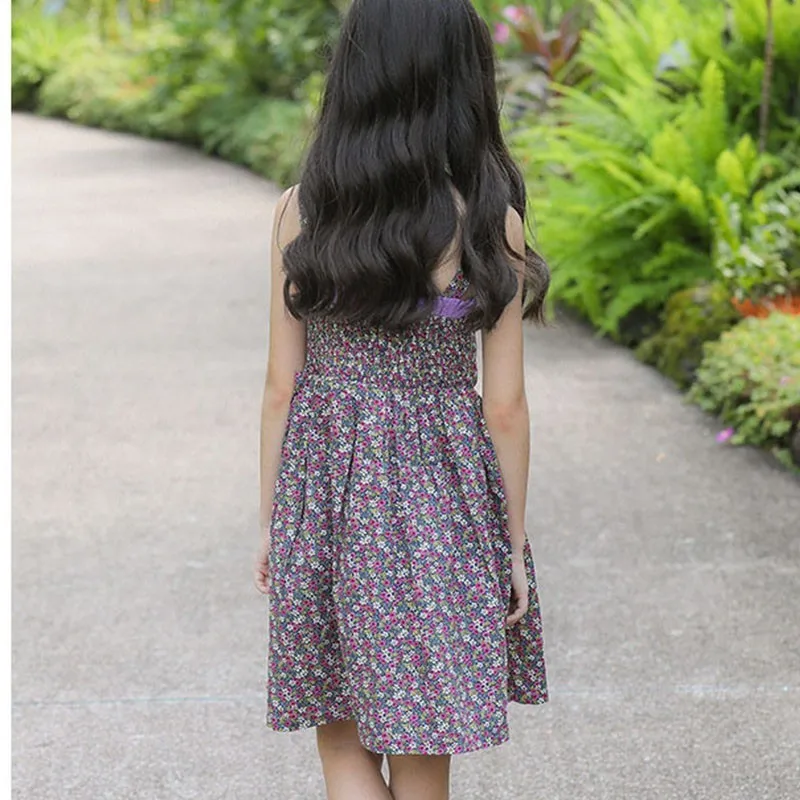 Teenage Girls Floral Printed Beach Dresses For Kids Summer 2019 Cotton Holiday Party Dress Clothes Children Knee Length Sundress Teenage Girls Floral Printed Beach Dresses For Kids Summer 2019 Cotton Holiday Party Dress Clothes Children Knee Length Sundress