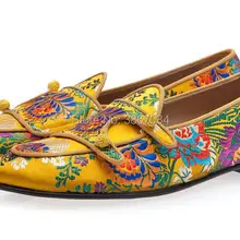 SHOOEGLE/модные мужские Разноцветные вышитые лоферы; повседневная обувь на плоской подошве в богемном стиле; модельные свадебные туфли с цветочным принтом