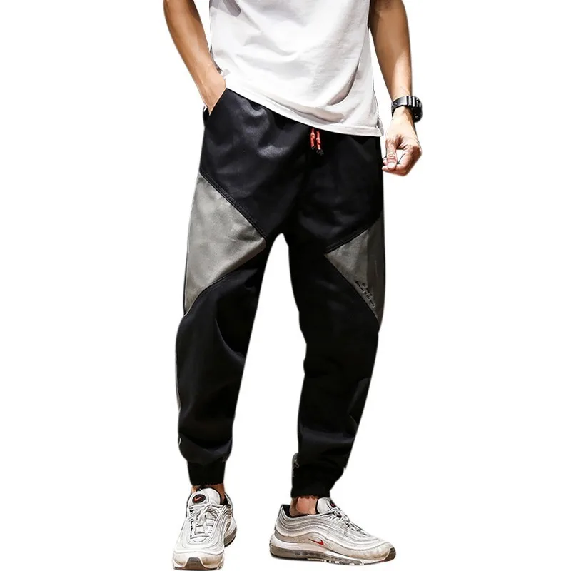 

New Cotton Material Men's Color Matching Denim cargo Pants men Loose Casual Streetwear Fashion Youth Joggers sweatpants M-5XL