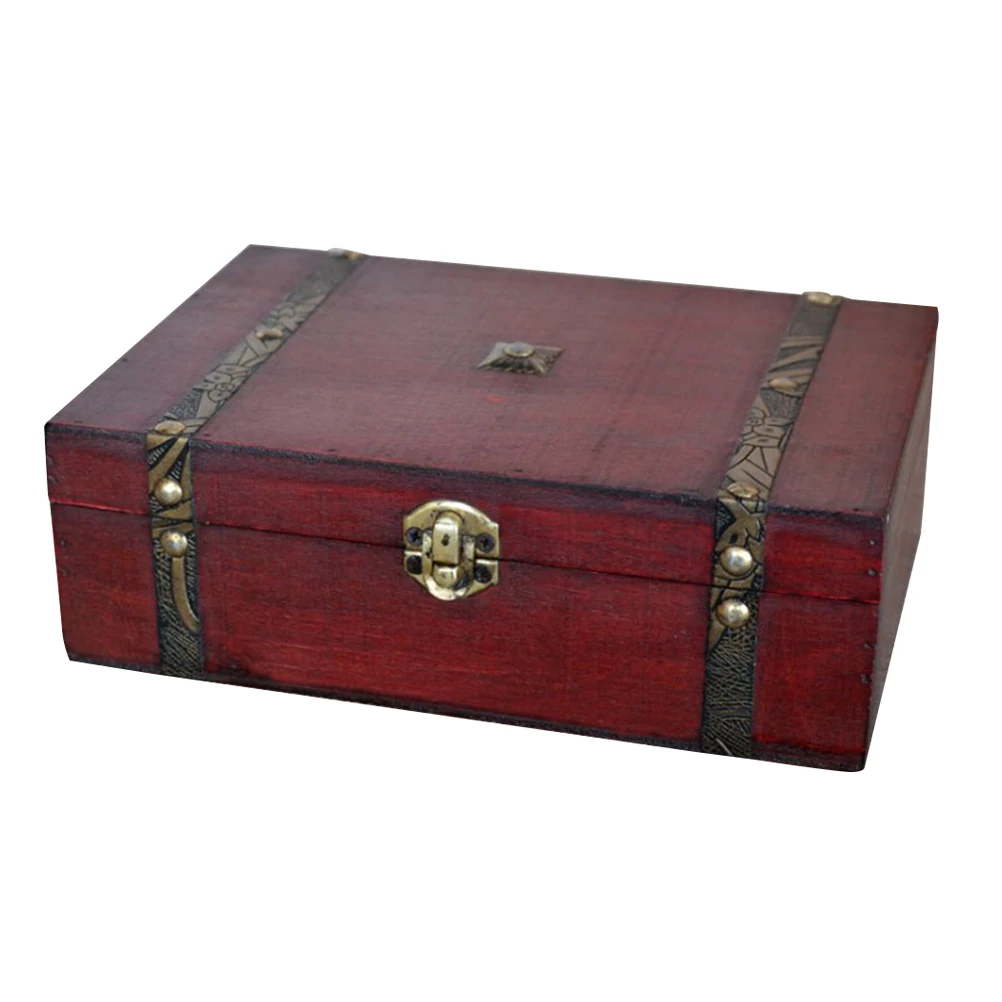 

1pc Vintage Jewelry Box Retro Wood Gift Box Wood Treasure Box Wood Jewelry Box without Lock