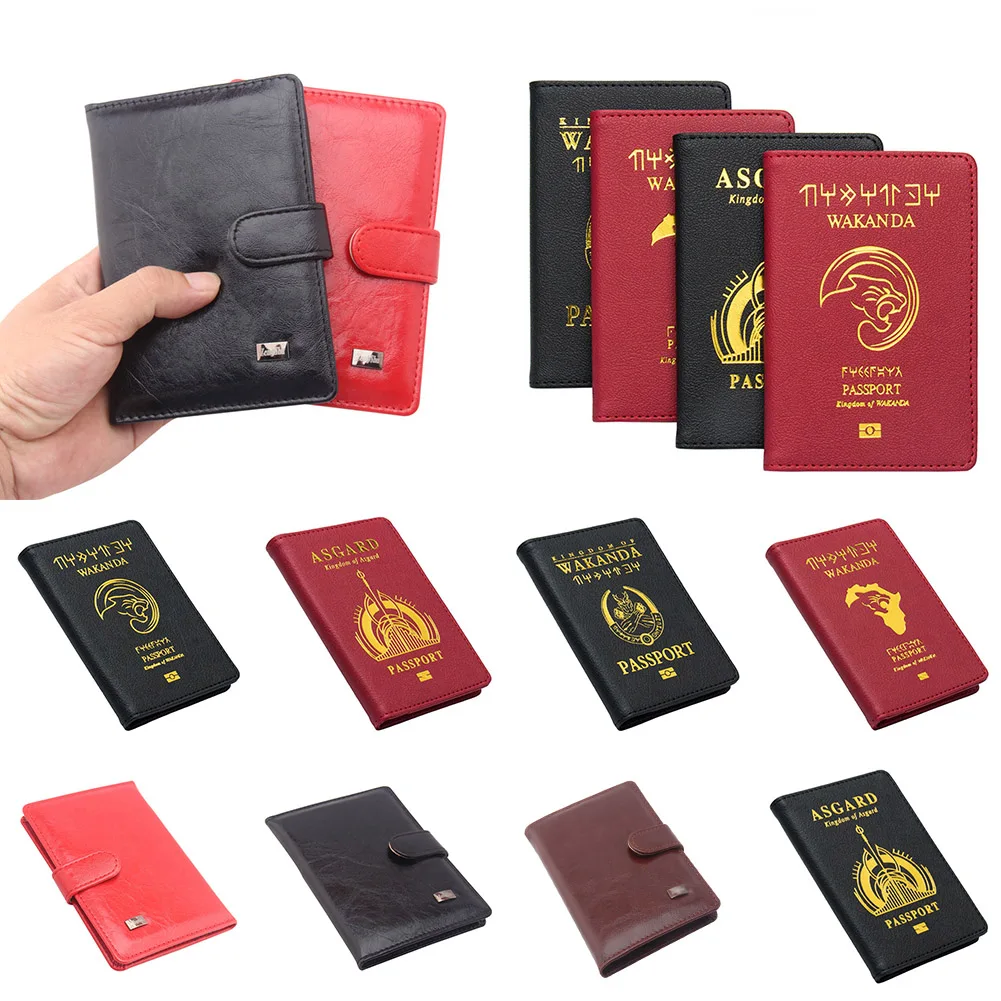 

SFG HOUSE Wakanda Passport Cover Unisex High Quality Leather Cards Holder Passport Holder Hogwarts Asgard Passport Case